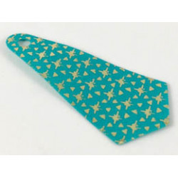Mini Doll, Cape Cloth, Friends, Long Narrow with 1 Small Top Hole and Gold Stars and Triangles Pattern: {ярко синьо-зелен}