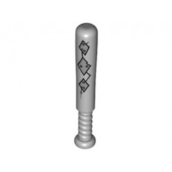 Minifigure, Utensil Baseball Bat 4L with 3 Metallic Silver Diamond Panels with Rivets Pattern: {умерено каменно сив}