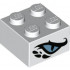 White Brick 2 x 2 with Metallic Blue Dragon Eye Pattern on Two Sides: {бял}