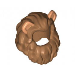 Minifigure, Hair Lion's Mane with Nougat Cat Ears Pattern: {умерен нуга}