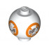 Brick, Round 2 x 2 Sphere with Stud / Robot Body with BB-8 Droid Pattern : {бял}