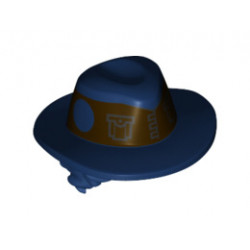 Minifigure, Hair Combo, Hair with Hat, Tousled Hair, Dark Blue Hat with Dark Brown Vest for a Band Pattern: {тъмно кафяв}