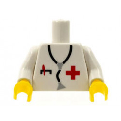 Torso Hospital Red Cross Shirt and Stethoscope Pattern, Inside with Ribs (Reissue) / White Arms / Yellow Hands: {бял}