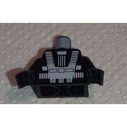 Torso Space White Harness and Chest Panel with Rivets Pattern (Blacktron I), Inside with Ribs (Reissue) / Black Arms / Black Hands: {черен}
