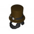 Minifigure, Hair Combo, Hair and Beard with Top Hat Large with Band with Goggles Pattern: {тъмно кафяв}
