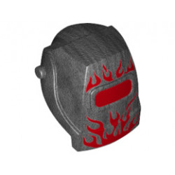 Minifigure, Headgear Helmet Welding with Red Flames and Visor Pattern: {титаниево метален}