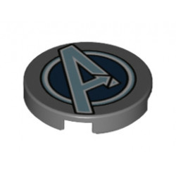 Плоска плочка 2X2 кръгла, No.: {тъмно каменно сив}