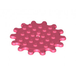 Plate, Round 6 x 6 with 14 Gear Teeth / Flower Petals: {пъстро коралов}