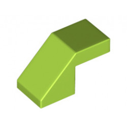 Покривна плочка 1X2/45° без пъпки: {ярко жълто-зелен}