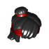 Minifigure, Hair Mid-Length Tousled, Top Knot Bun with Red Band and Headband Pattern: {черен}