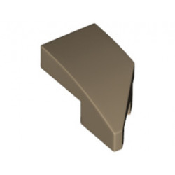 Лява плочка 1X2 с дъга, 45 градуса, изрязана: {пясъчно жълт}