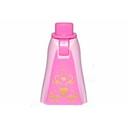 Mini Doll Friends Hips and Bright Pink Full Length Skirt with Dark Pink Middle and Gold Hearts Pattern: {ярко пурпурен}