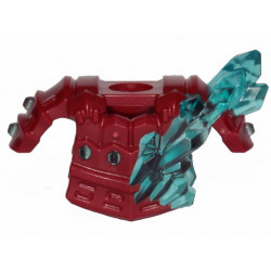 Minifigure, Armor Breastplate with Shoulder Pads and Trans Light Blue Crystals Pattern: {нов тъмно червен}