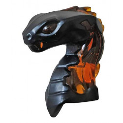 Minifigure, Head Modified Snake, Cobra with Closed Mouth with Trans-Orange Eyes and Flames Pattern: {черен}