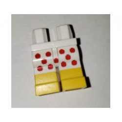 Hips and Legs with Red Minifigure Heads on White Shorts and Yellow Lower Legs Pattern: {бял}