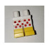 Hips and Legs with Red Minifigure Heads on White Shorts and Yellow Lower Legs Pattern: {бял}