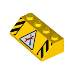 Slope 45 2 x 4 with Dual Danger Stripes and Workshop Tools Pattern: {ярко жълт}