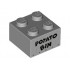 Brick 2 x 2 with Black 'POTATO BIN' Pattern: {умерено каменно сив}