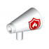 Minifigure, Utensil Megaphone Speaking Trumpet with Red Firefighter Logo Pattern: {бял}