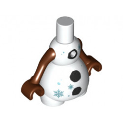 Body Snowman with Black Buttons and Metallic Blue Snowflakes Pattern, Reddish Brown Arms with Hands: {бял}