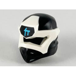 Minifigure, Headgear Ninjago Wrap Type 6 with White Mask, Medium Azure C Symbol on Black Pattern: {черен}