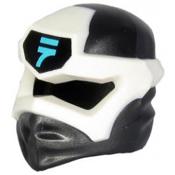 Minifigure, Headgear Ninjago Wrap Type 6 with White Mask, Medium Azure N Symbol on Black Pattern: {титаниево метален}