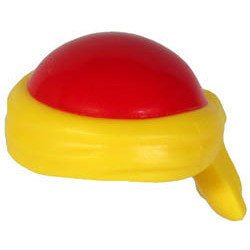Minifigure, Headgear Bald Head with Tied Yellow Bandana Pattern: {ярко червен}