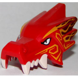 Dragon Head (Ninjago) Upper Jaw with Four White Teeth per Side with Bright Light Orange and Dark Red Markings Pattern: {ярко червен}