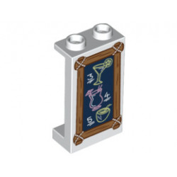 Panel 1 x 2 x 3 with Side Supports - Hollow Studs with Chalk Board with Wooden Border and Drinks Menu Pattern: {бял}