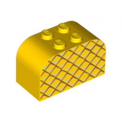 Slope, Curved 4 x 2 x 2 Double with Four Studs with Pineapple Skin Pattern: {ярко жълт}