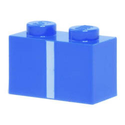 Brick 1 x 2 with White Vertical Stripe Pattern: {ярко син}