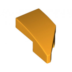 Лява плочка 1X2 с дъга, 45 градуса, изрязана: {огнено жълто-оранжев}