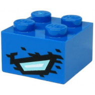 Brick 2 x 2 with Satin Trans-Light Blue and White Quadrilateral and Black Stripes and Spots (Dragon Eye) Pattern on Two Sides: {ярко син}