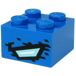 Brick 2 x 2 with Satin Trans-Light Blue and White Quadrilateral and Black Stripes and Spots (Dragon Eye) Pattern on Two Sides: {ярко син}