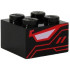 Brick 2 x 2 with Bright Pink and Light Bluish Gray Quadrilateral and Red Stripes (Dragon Eye) Pattern on Two Sides: {черен}