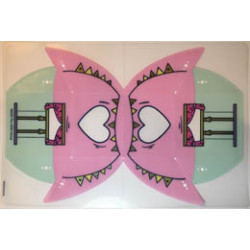Plastic Tent with Bright Pink Top and Light Aqua Bottom with Banner, Windows, Zippers, and Heart Pattern: {неопределен}