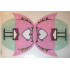 Plastic Tent with Bright Pink Top and Light Aqua Bottom with Banner, Windows, Zippers, and Heart Pattern: {неопределен}