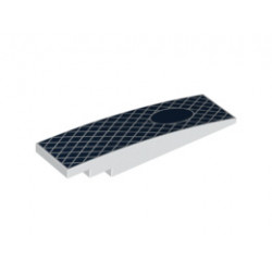 Slope, Curved 8 x 2 with Dark Blue Diamond Mesh and Single Oval Pattern: {бял}