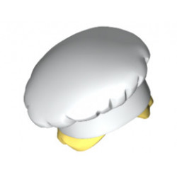 Minifigure, Hair Combo, Hat with Hair, Cook's (Toque) with Bright Light Yellow Hair in Bun Pattern: {бял}