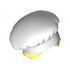 Minifigure, Hair Combo, Hat with Hair, Cook's (Toque) with Bright Light Yellow Hair in Bun Pattern: {бял}