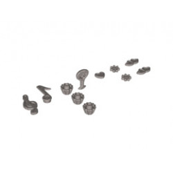 Minifigure, Utensil Trolls Glasses, Angled Hearts with Pin: {сребърно метален}
