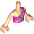 Torso Mini Doll Friends Dark Pink Top with Bright Pink Circles and Geometric Triangles Pattern, Light Nougat Arms with Hands: {светло нуга}