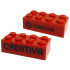 Brick 2 x 4 with Black 'CREATIVE' and 'CREATIVA' Pattern on Opposite Sides (Play Day 2019): {ярко червен}