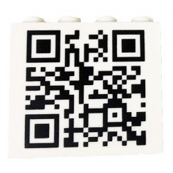 Panel 1 x 4 x 3 with Side Supports - Hollow Studs with Black QR Code Pattern: {бял}