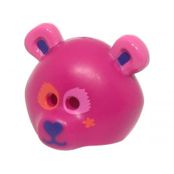 Minifigure, Headgear Mask Bear Rounded with Orange and Dark Pink Eye Patches, Dark Purple Auricles, Nose, and Mouth, Star Pattern (BAM): {ярко червеникаво-виолетов}