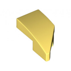 Лява плочка 1X2 с дъга, 45 градуса, изрязана: {студено жълт}