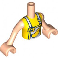 Torso Mini Doll Friends Yellow Top with White Apron and Yellow Name Tag and Banana Pattern, Light Nougat Arms with Hands: {светло нуга}