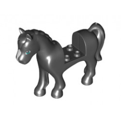 Horse with 2 x 2 Cutout, Dark Turquoise Eyes, Dark Bluish Gray Eyebrows and White Blaze Pattern: {черен}