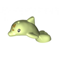 Dolphin Baby, Friends, Jumping with Black Eyes and Gold Spots Pattern: {пролетно жълто-зелен}