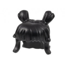 Minifigure, Hair Female Space Buns and Thick Bangs: {черен}